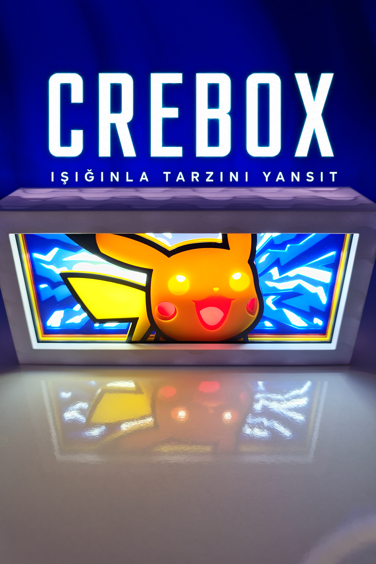 Crebox- Pikachu - Işıklı Dekoratif Çerçeve