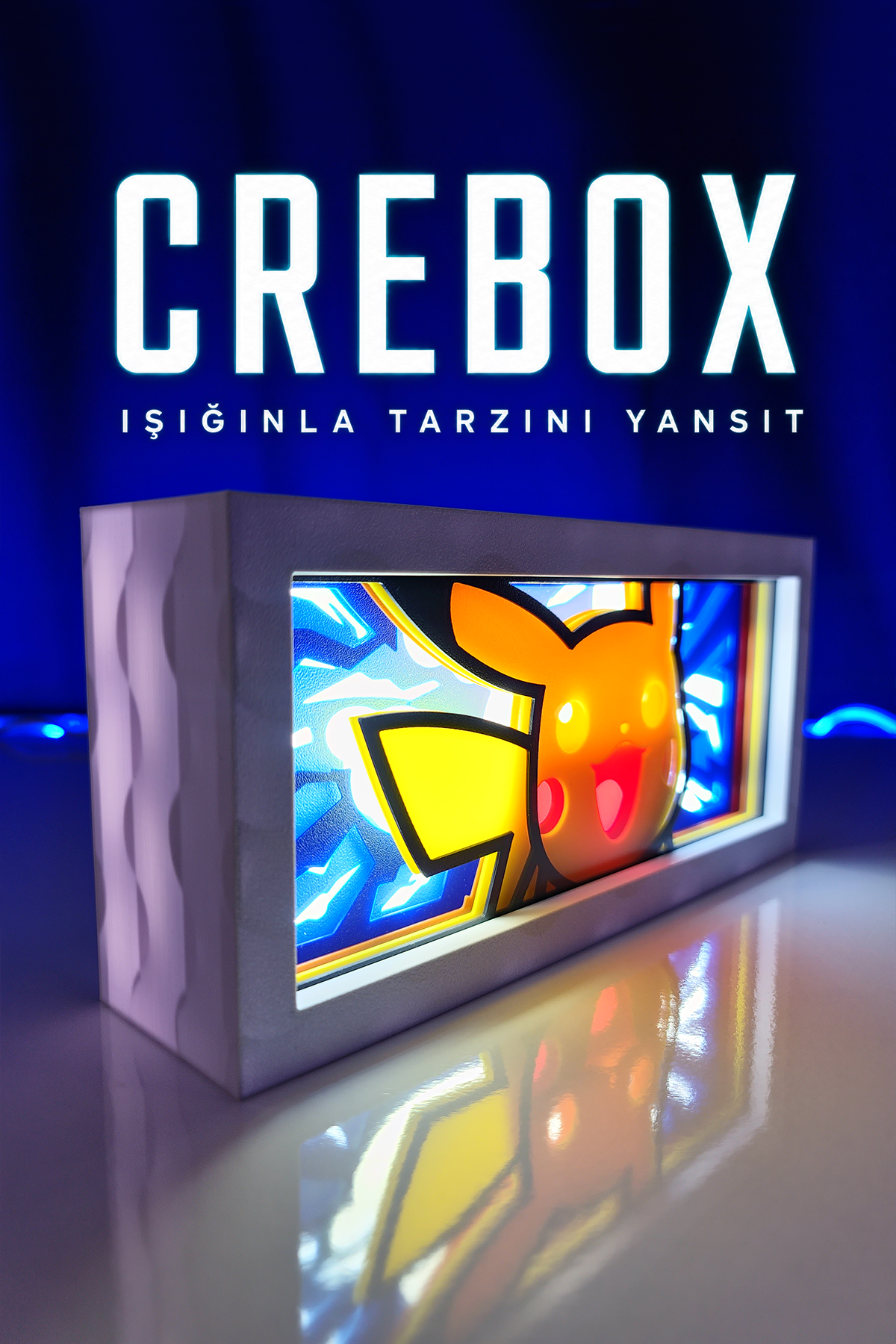 Crebox- Pikachu - Işıklı Dekoratif Çerçeve