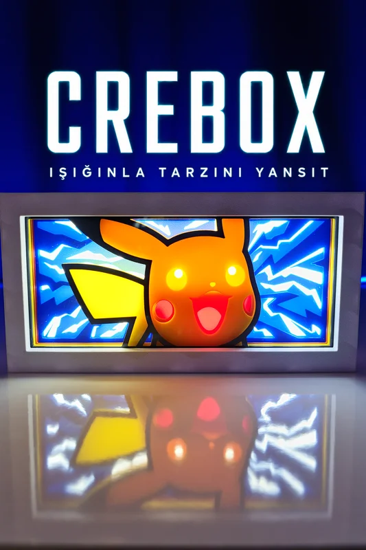 Crebox- Pikachu - Işıklı Dekoratif Çerçeve