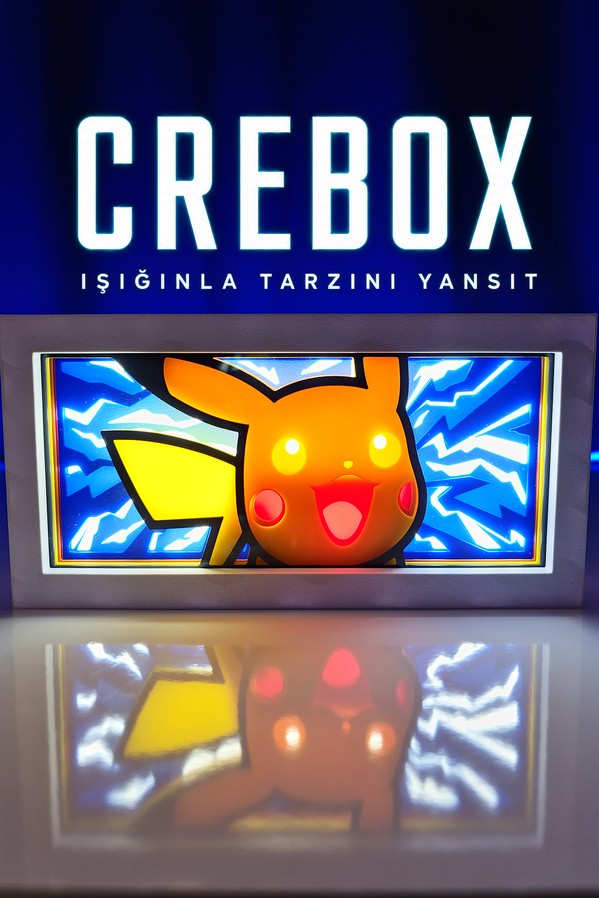Crebox- Pikachu - Işıklı Dekoratif Çerçeve