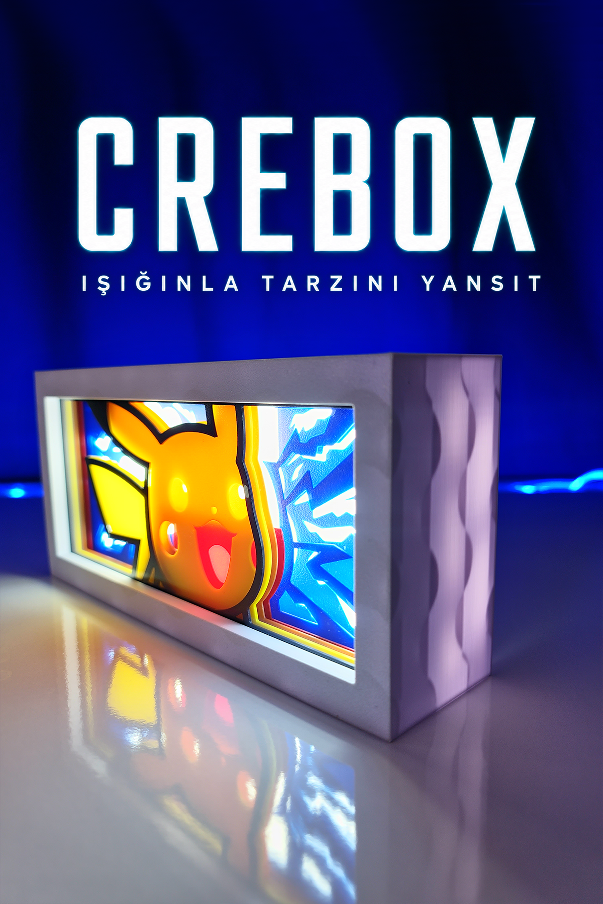 Crebox- Pikachu - Işıklı Dekoratif Çerçeve